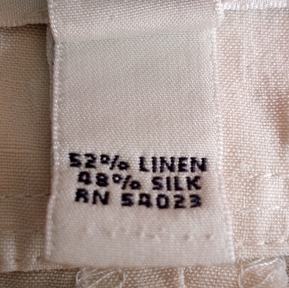 Banana Republic Silk Linen Classic Lightweight Preppy Cream Wide Leg Pant 8P - Picture 8 of 10